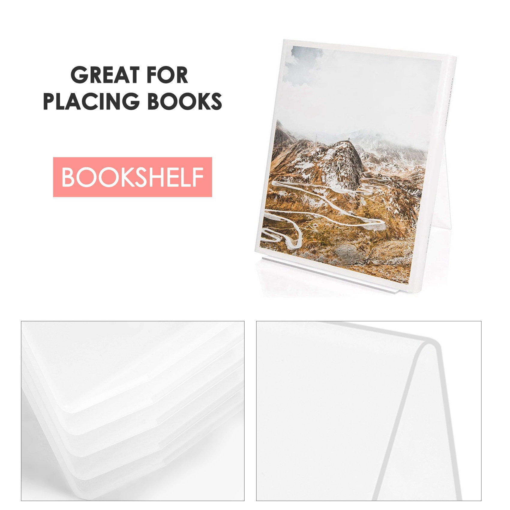 Clear Acrylic Book Stand Holder - Penyangga Buku Akrilik COFA dengan Rak,