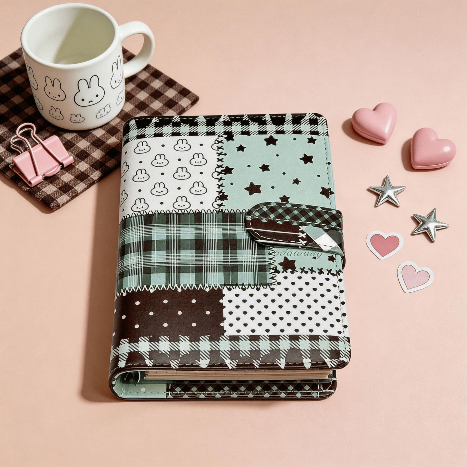 Blank Sheet Music Notebook - Buku Catatan A6 Hijau Motif Kotak-kotak,