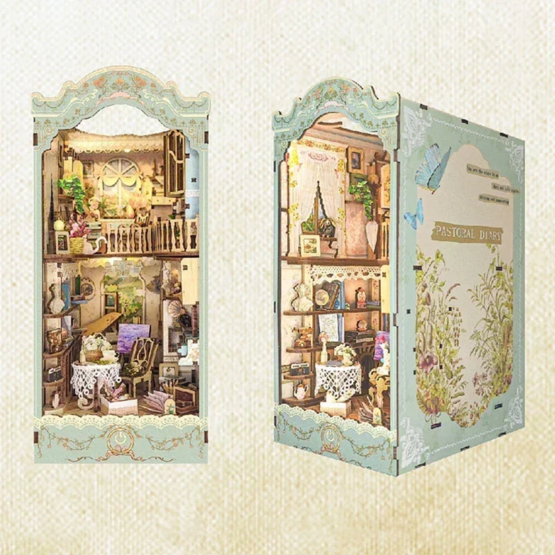 Rak Buku Kota Dongeng Rumah Hu - Diy Wooden Book Nook Kit Shelf Insert ulasan dan harga
