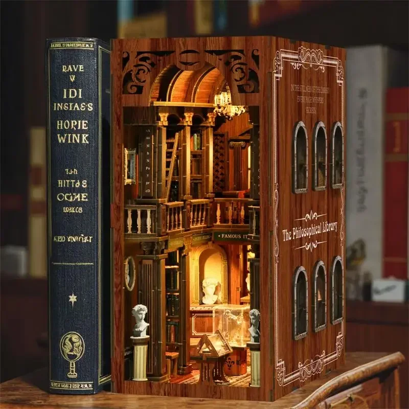 Kit Model Miniatur Rak Buku Ka - Diy Wooden Book Nook Kit Shelf Insert ulasan dan harga