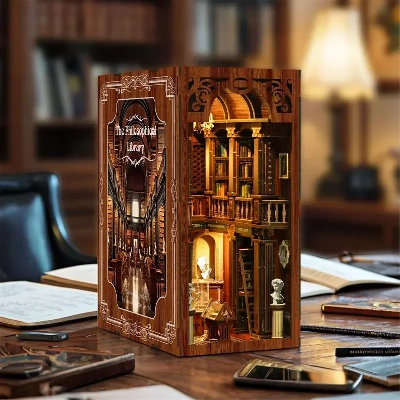 Kit Model Miniatur Rak Buku Ka - Diy Wooden Book Nook Kit Shelf Insert ulasan dan harga